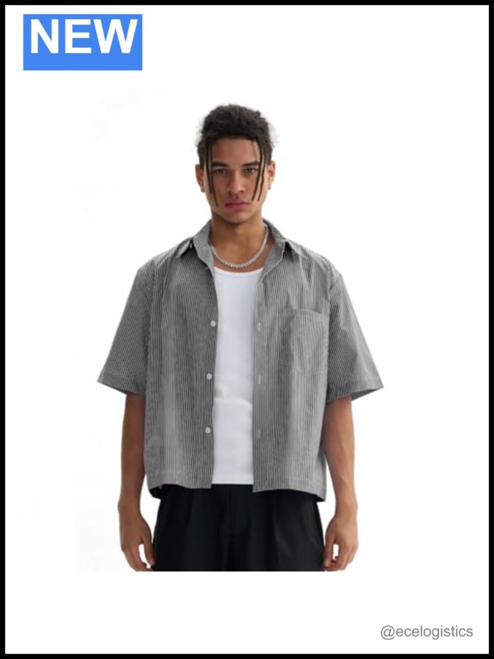 Short Sleeve Button Down Tee Shirt Oversized Baggy Boxy Cropped